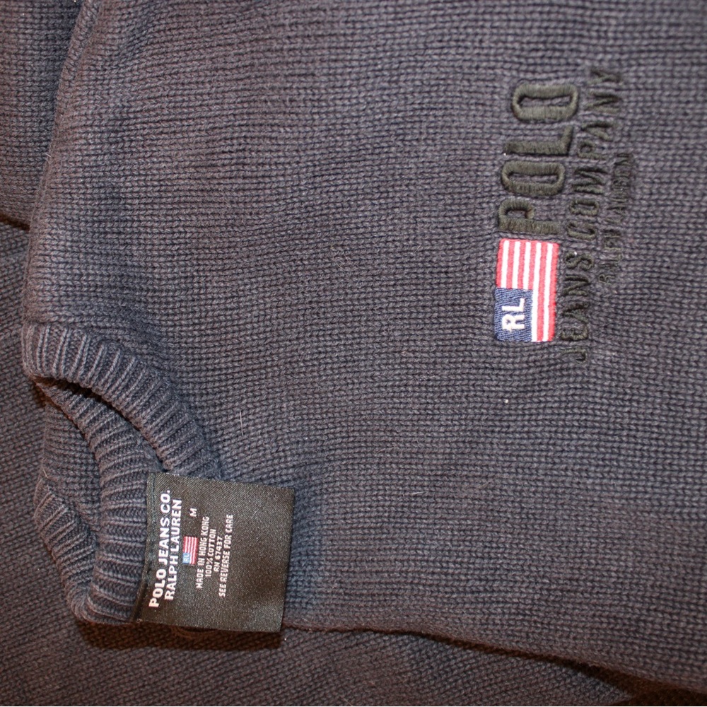 Vintage Polo Jeans Company knit flag sweater in navy - Size Medium